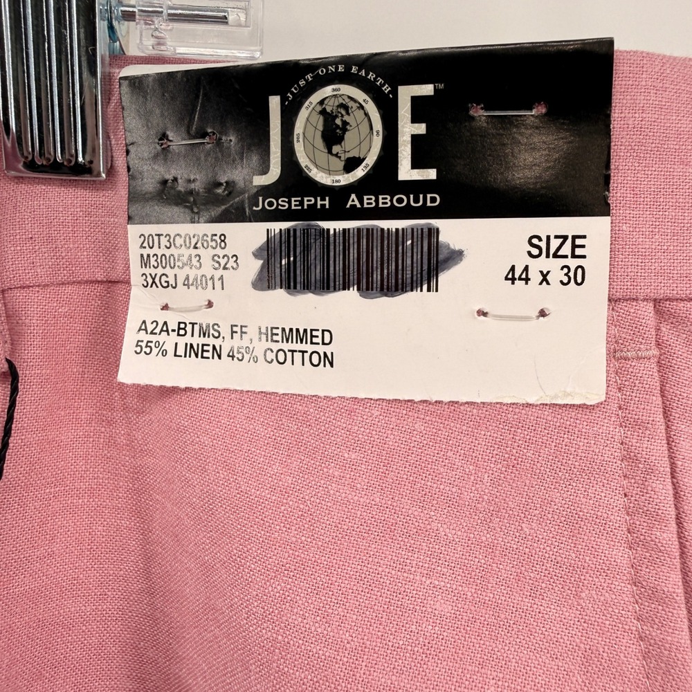 NEW Joseph Abboud Dress Pants Mens 44x30 Trousers Pink Linen Blend Slim Fit Flat - Picture 3 of 14